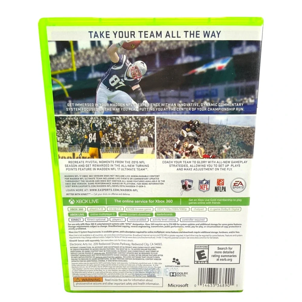 Madden NFL 17 Xbox 360 EA Sports 2016 CIB Case Insert Gronkowski Tested